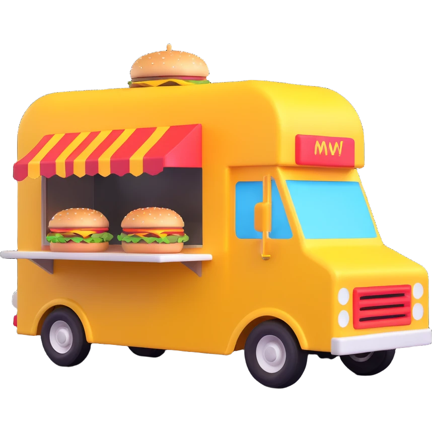 generate me a 3D hamburger food truck emoji