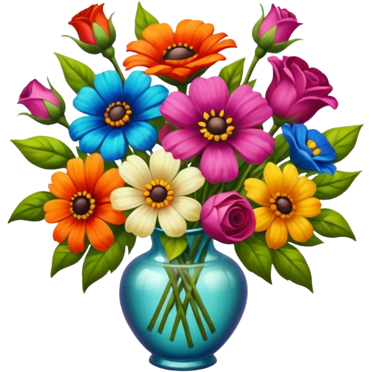 Realistic bouquet of flowers, vibrant oil painting style emoji