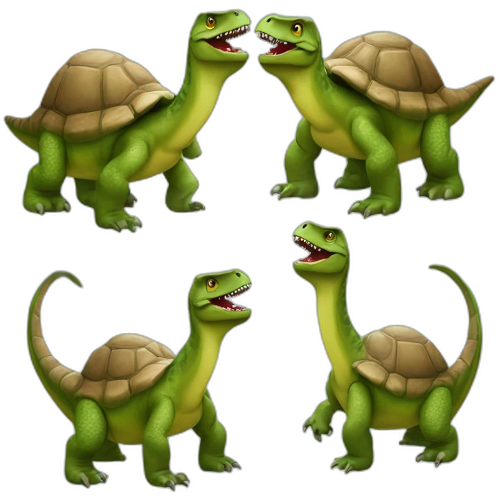 Dinosaures sur une tortue emoji