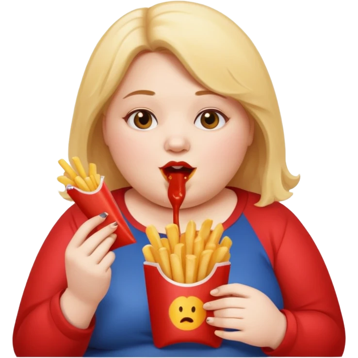 Fat Girl munching fries emoji