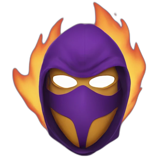 masked guy in purple and fire emoji