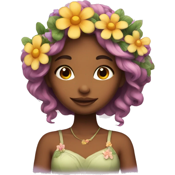 A fairy with beautiful flowers in her hair  emoji