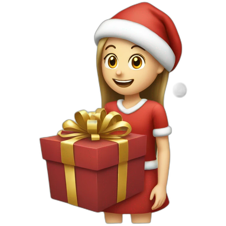 Santa giving gift to a girl emoji
