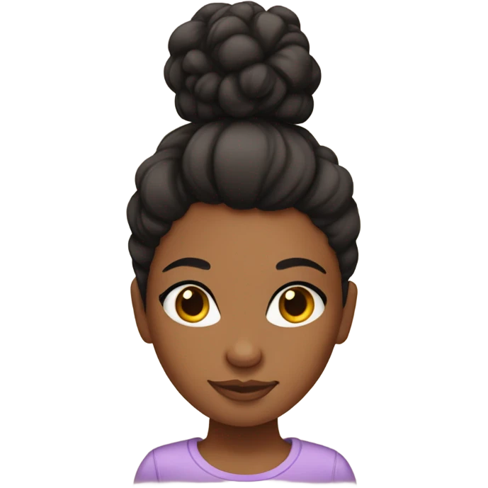 Brownskin girl with curly black hair in a bun emoji