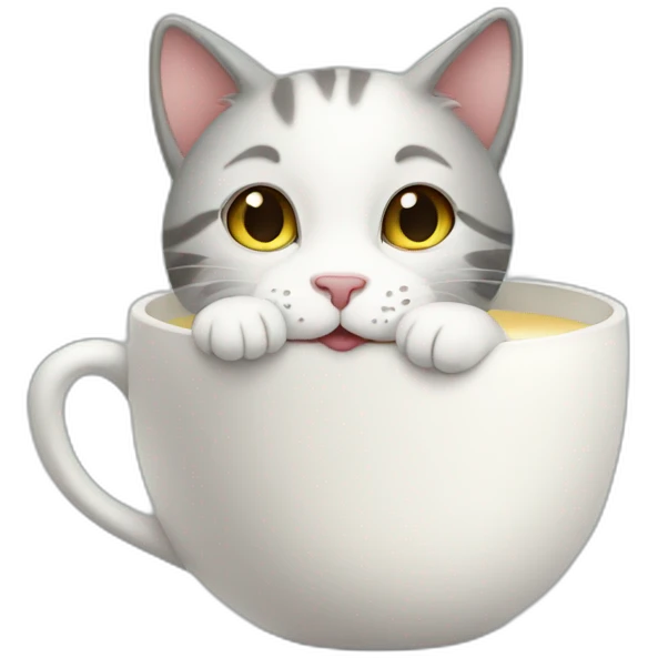 Little cat drinking milk inside a cup emoji