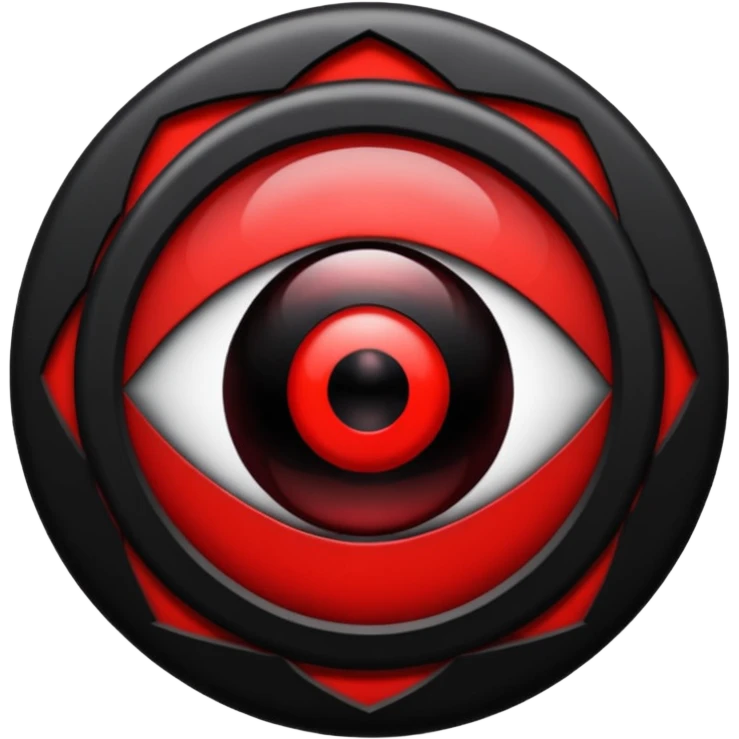 

---

The Mangekyō Sharingan is a deep, glowing crimson eye where the original tomoe disappear and are replaced by a complex black pattern.  emoji