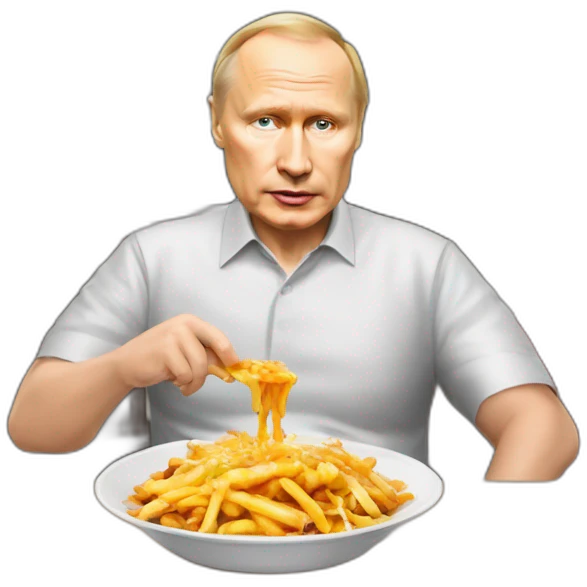 Vladimir Poutine pqui mange une poutine emoji