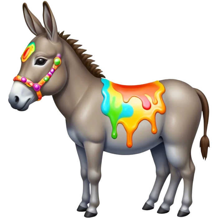 Psychedelic colored donkey sauce emoji
