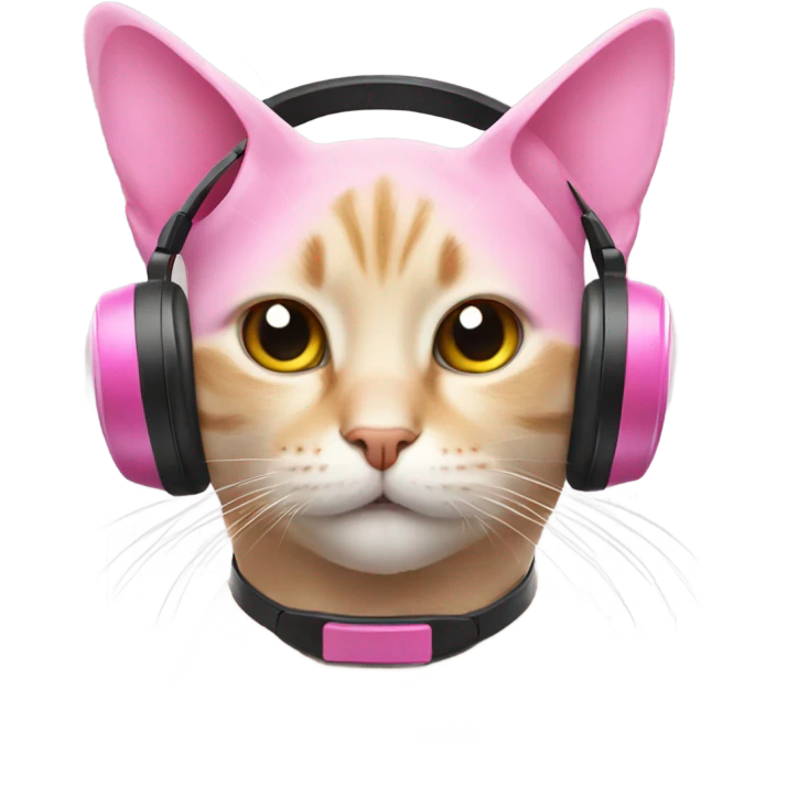 Cat wearing pink head phones  emoji