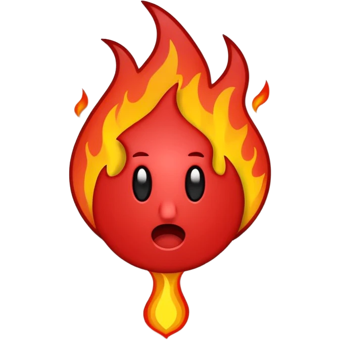 Minimalist emoji-style sticker of a bold exclamation mark surrounded by small flames or cracks. Black and dull red color palette, no outline.
 emoji