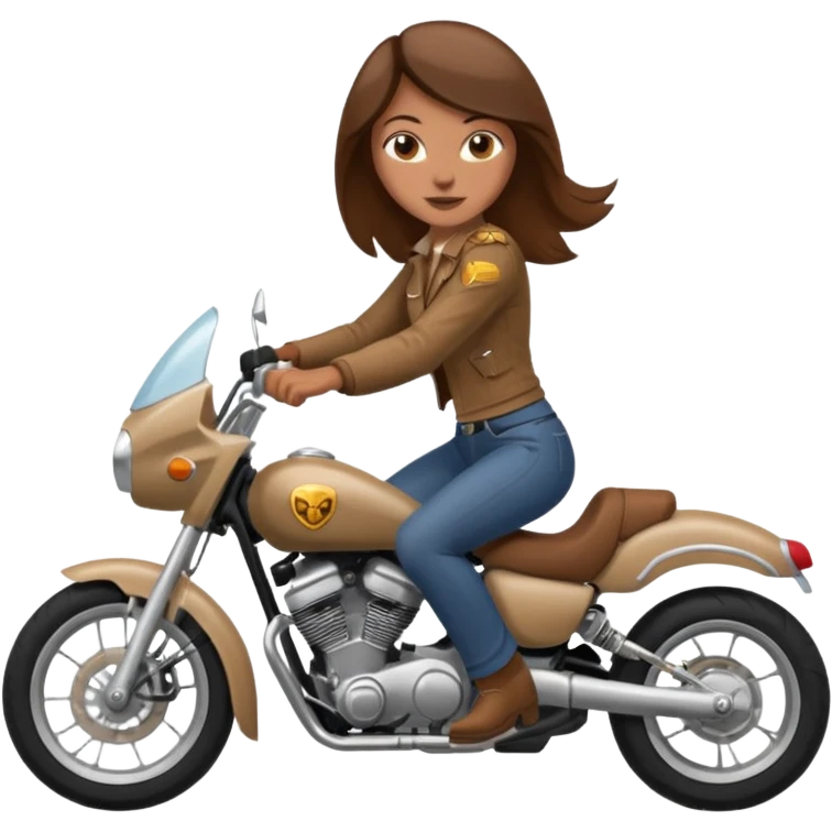 Brown haired woman doing a wheelie on a motorcycle emoji