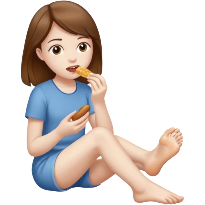 very pale girl with brown hair eating her own foot  emoji