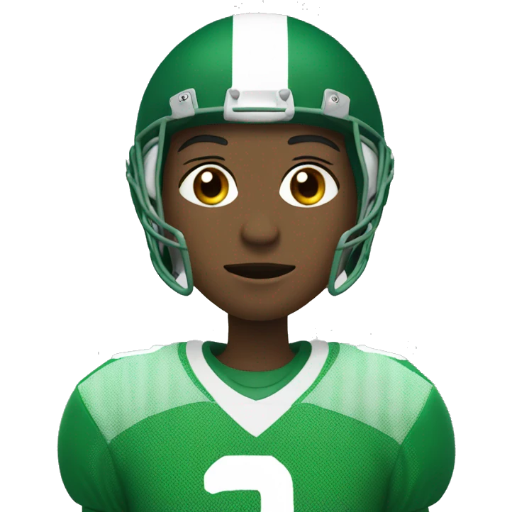 Football player in green and white jersey waring number 3 emoji
