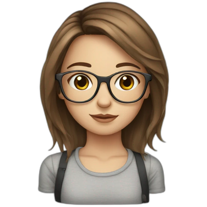 Cute white girl glasses brown hair emoji