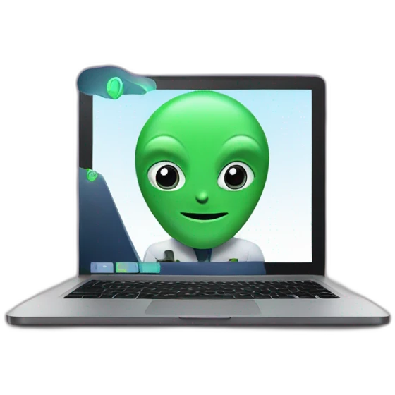 ceo of a tech company doing a webinar with an alien logo in the background emoji