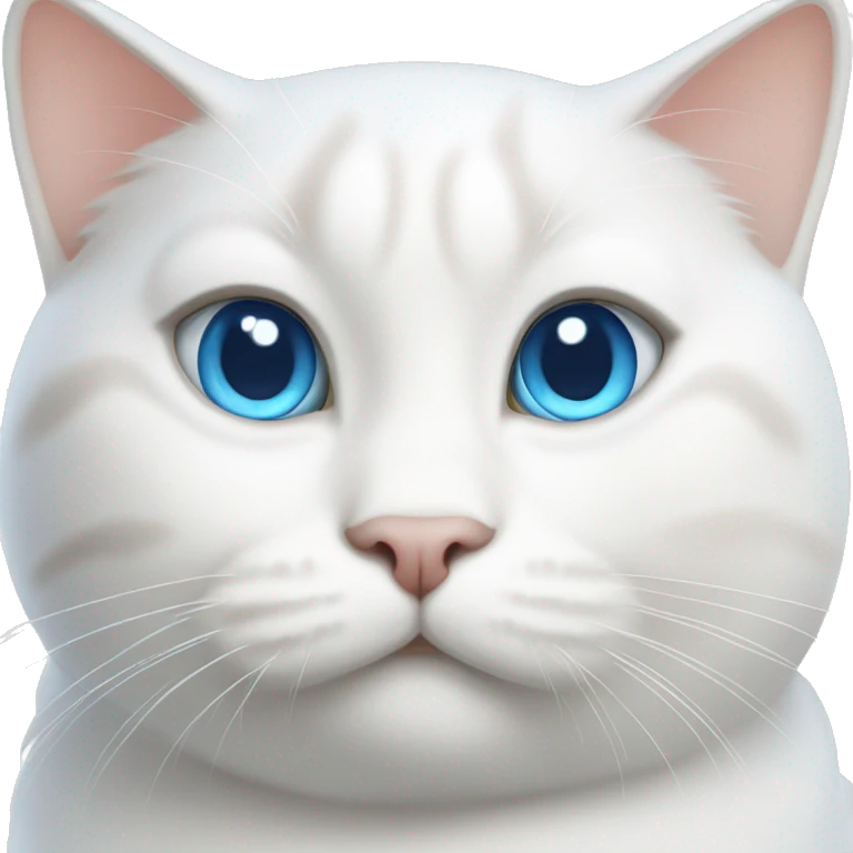 chubby white cat with blue eyes emoji