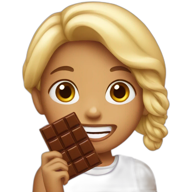 Girl eating chocolate emoji