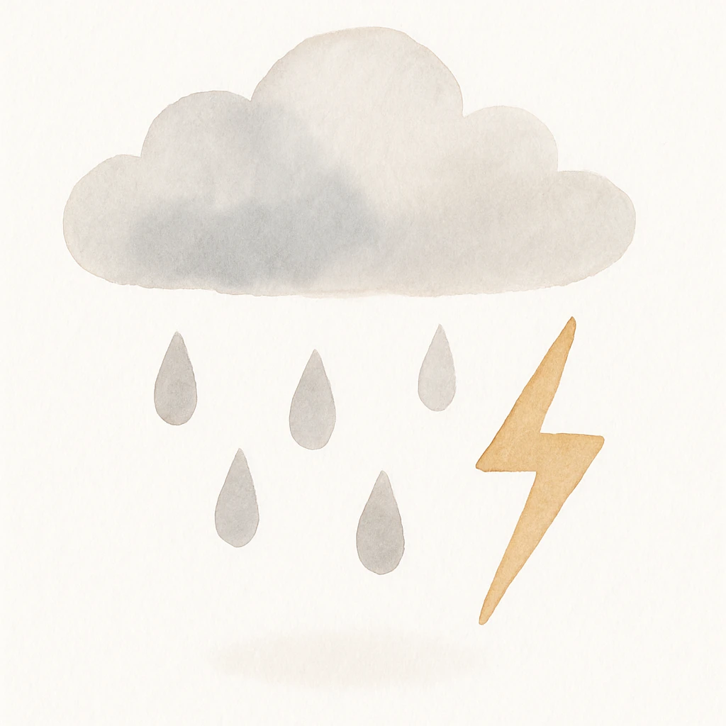 thunderstorm, watercolor art style emoji