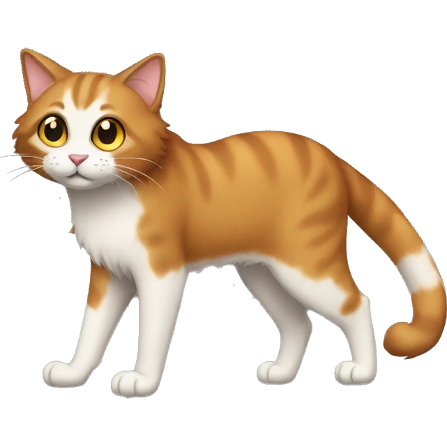 furry cat, brown tail, full body emoji