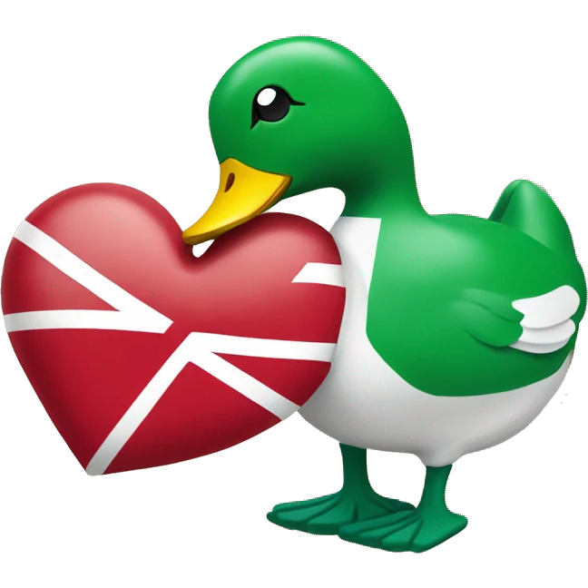 Denmark Flag with red Heart and Green duck emoji