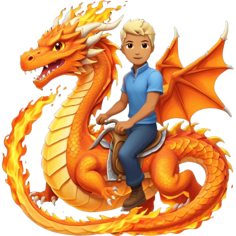 man riding fire elemental dragon emoji