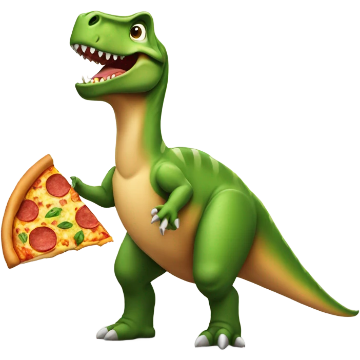 Dinosaur with pizza emoji