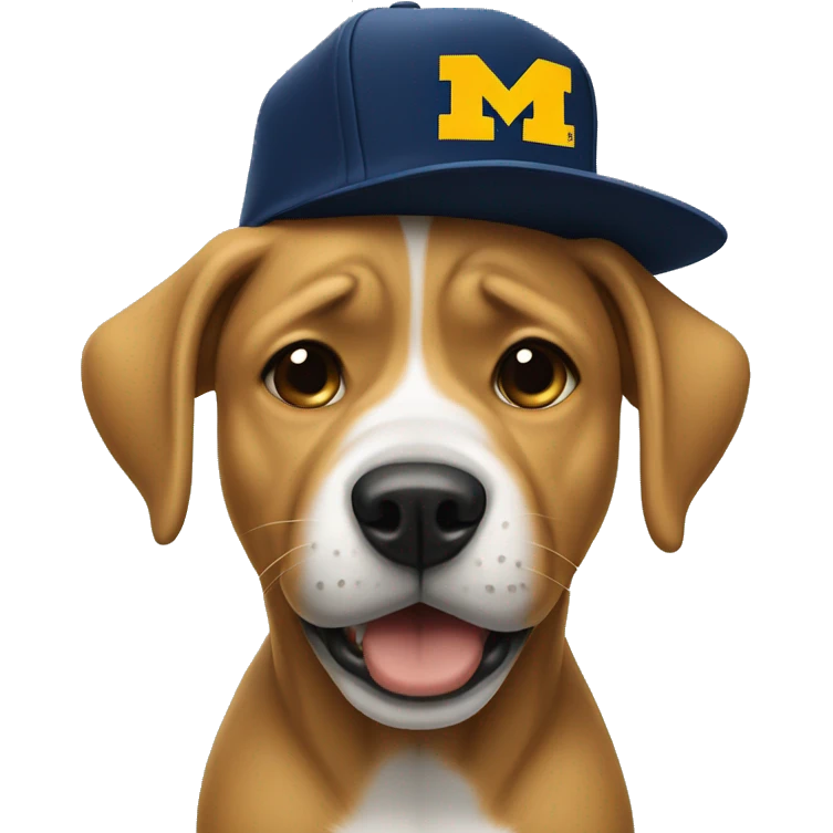 Crying Dog wearing University of Michigan hat emoji