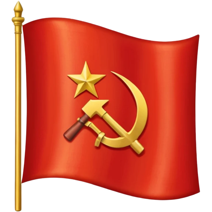 The flag of the Soviet Union (USSR) is a plain red banner with a gold hammer and sickle topped by a gold-bordered red star in its upper hoist corner. emoji