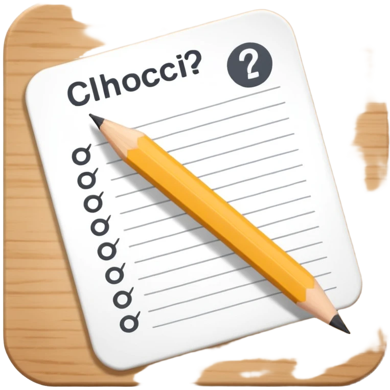 multiple choice test paper with a pencil emoji