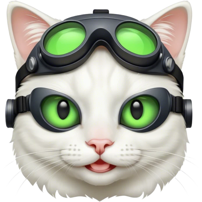 white smile kitty with nigthvision googles emoji