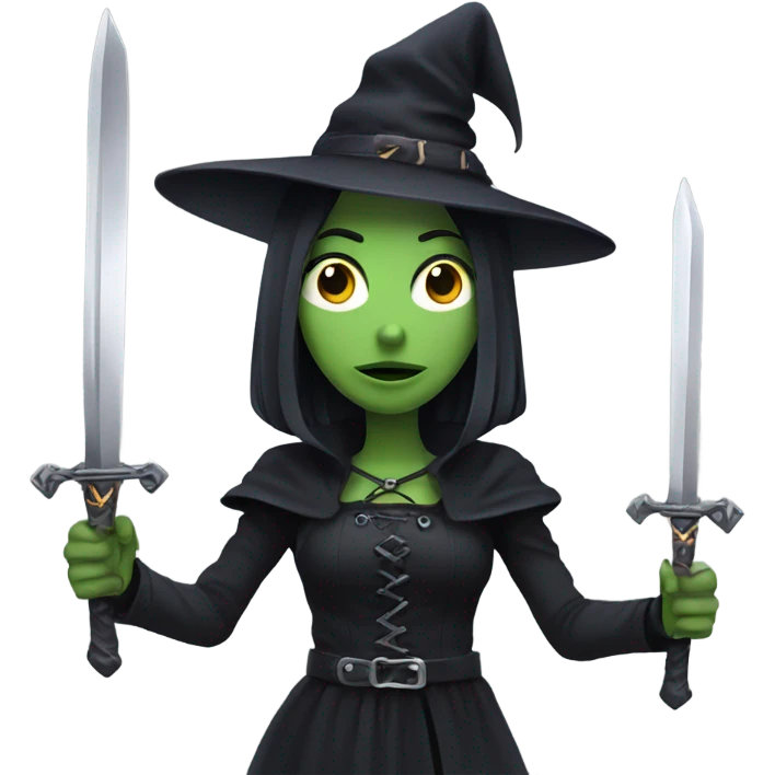 Goth witch holding a sword emoji