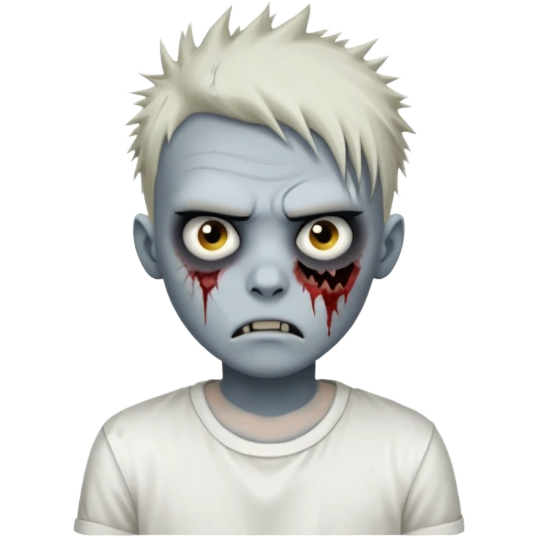 zombie boy with spiky emo hair and white shirt emoji to use or share on Discord and Slack. emoji
