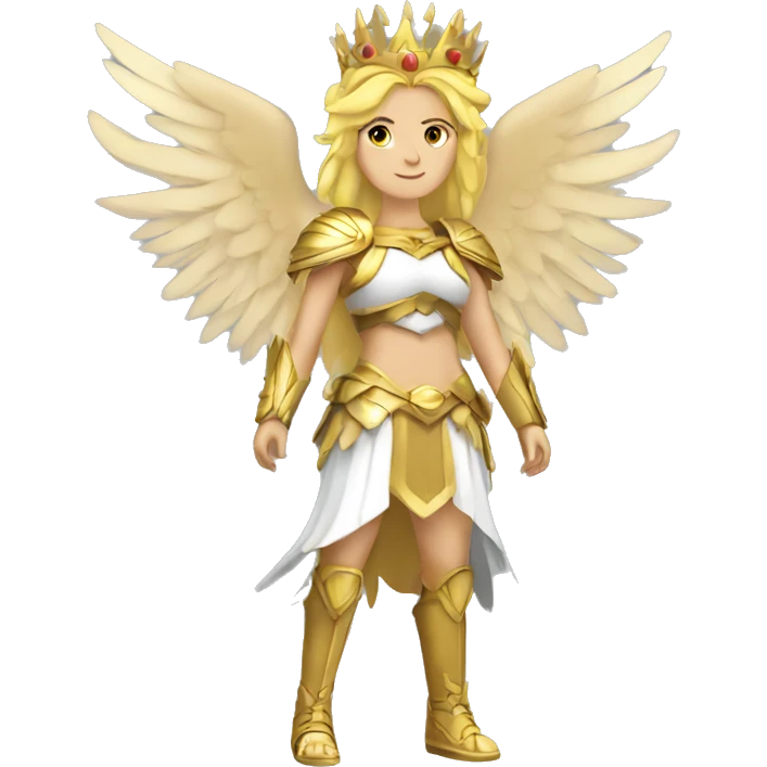Blond Valkyrie full body with crown with wings emoji