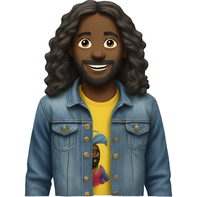 Black Jesus skateboarding with happy face T-shirt and a denim jacket  emoji