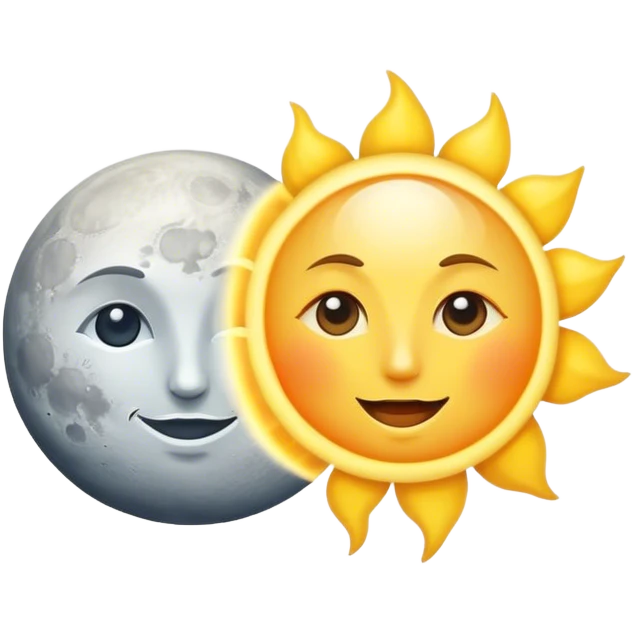 a really bright sun and a moon who shines because of it. the sun is bigger and the moon bright too emoji