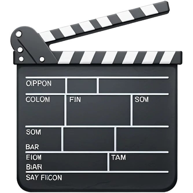 most basic film slate outline possible, stripped down to bare essentials, just a rectangle with clapper bar emoji