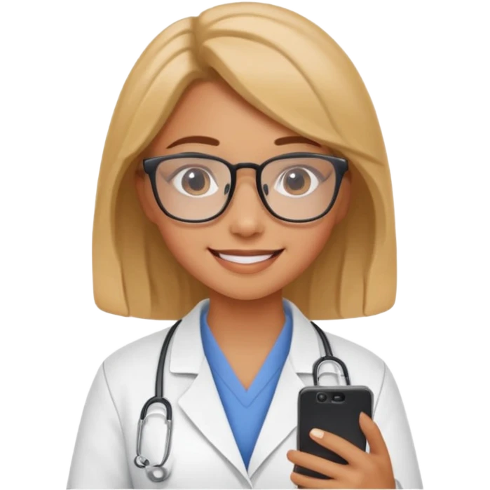 A cute veterinarian girl that watching a movie on her phone emoji