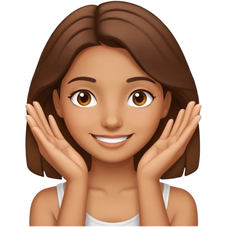 Brown girl smiling hands under face pose  emoji