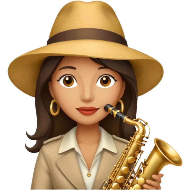 The woman in the hat playing the saxophone emoji