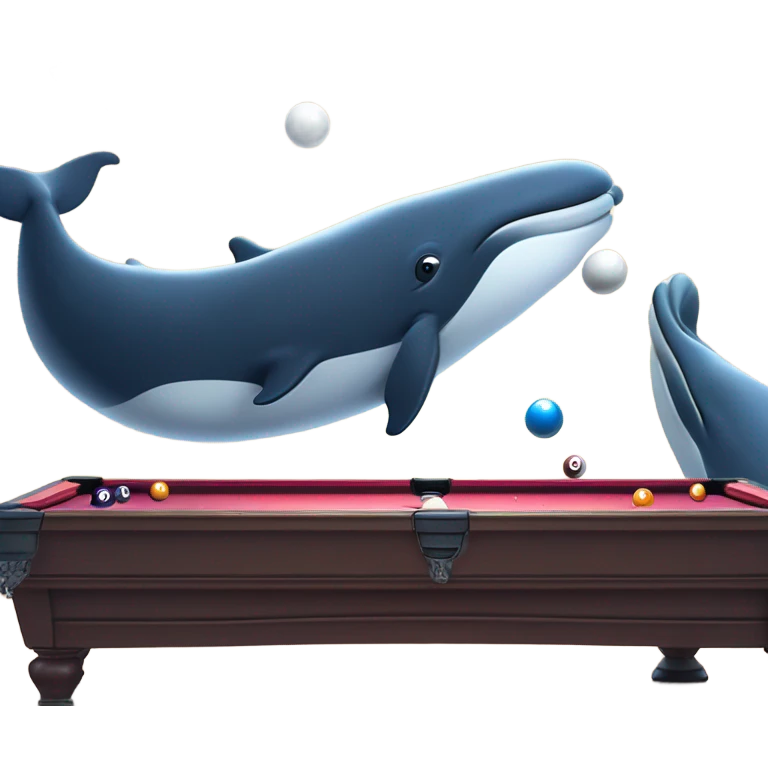 Two whales playing pool emoji