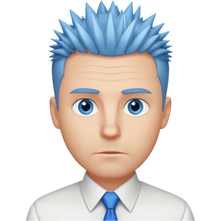 40 yr old white man short spike hair white dress shirt blue eyes no smile emoji