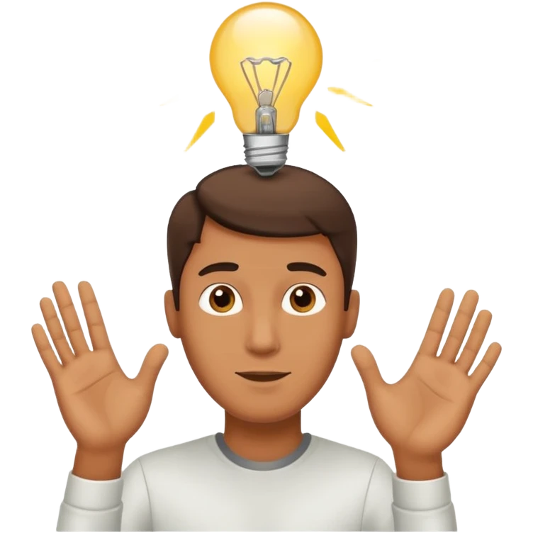 man with idea, lightbulb above head emoji
