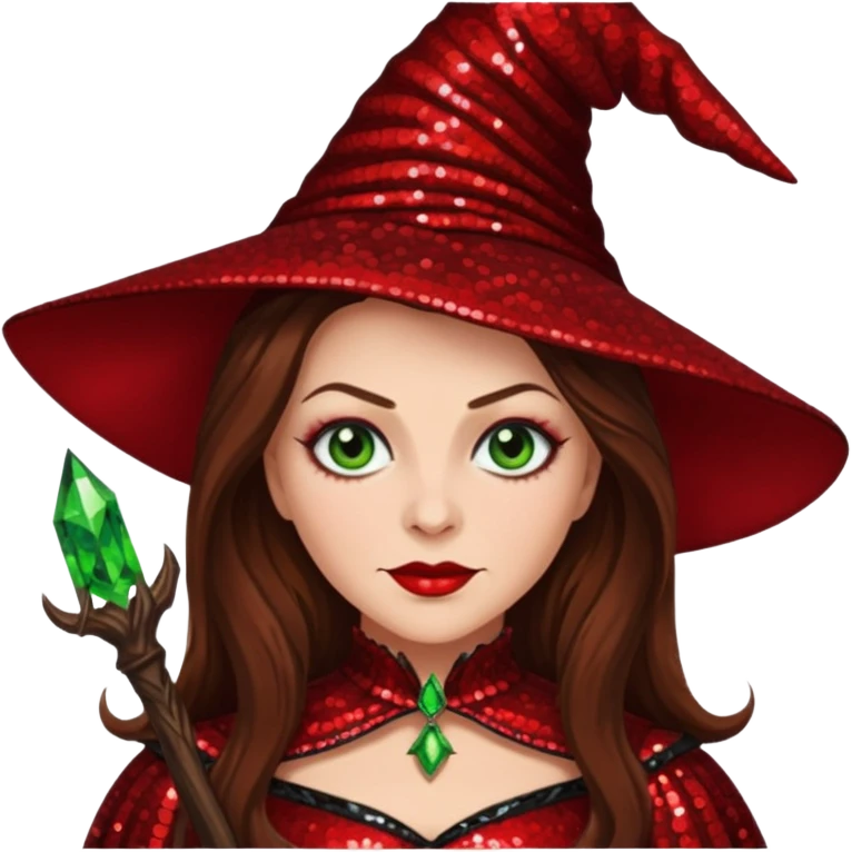 Wicked Witch of the East from the Wizard of Oz with long brown hair, red sequin outfit emoji