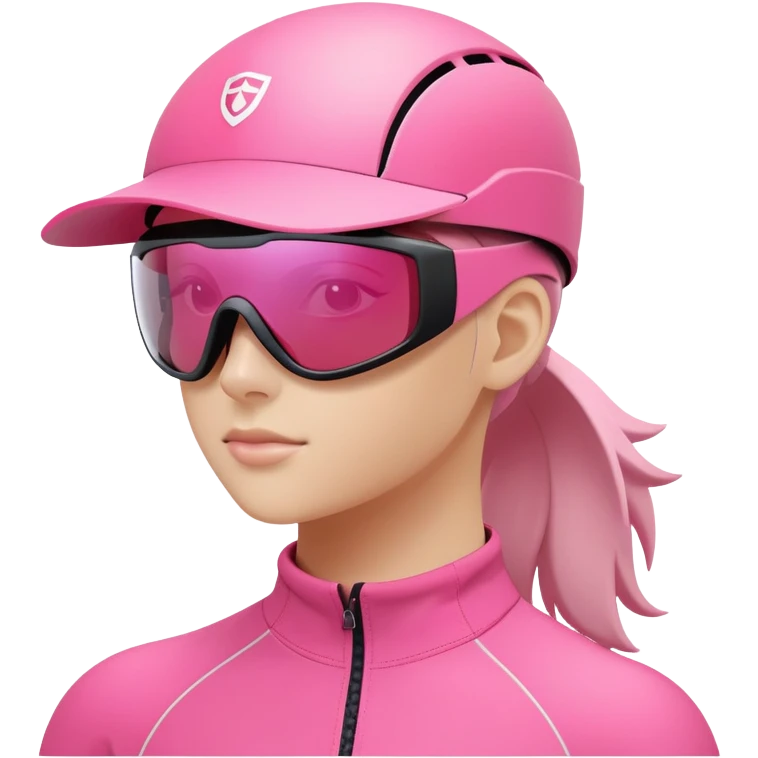 sporty pink shield visor sunglasses with robust thick frame, athletic design for cyclists, substantial build, one-piece lens with anti-glare coating emoji