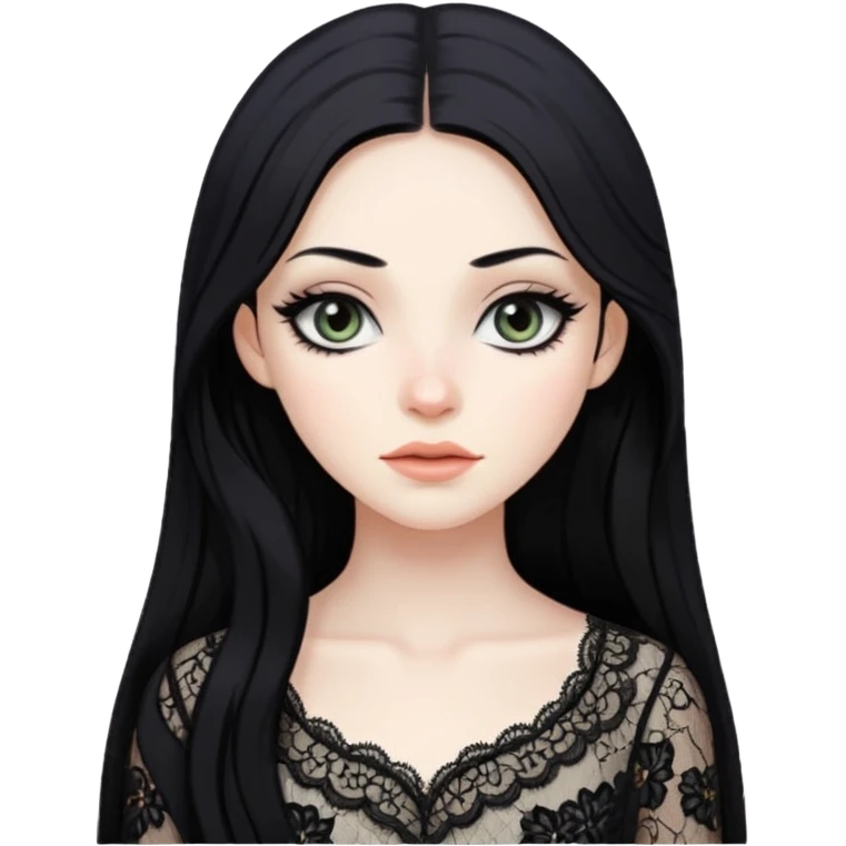 pretty long hair gothic baddie with eyeliner lace clothes emoji