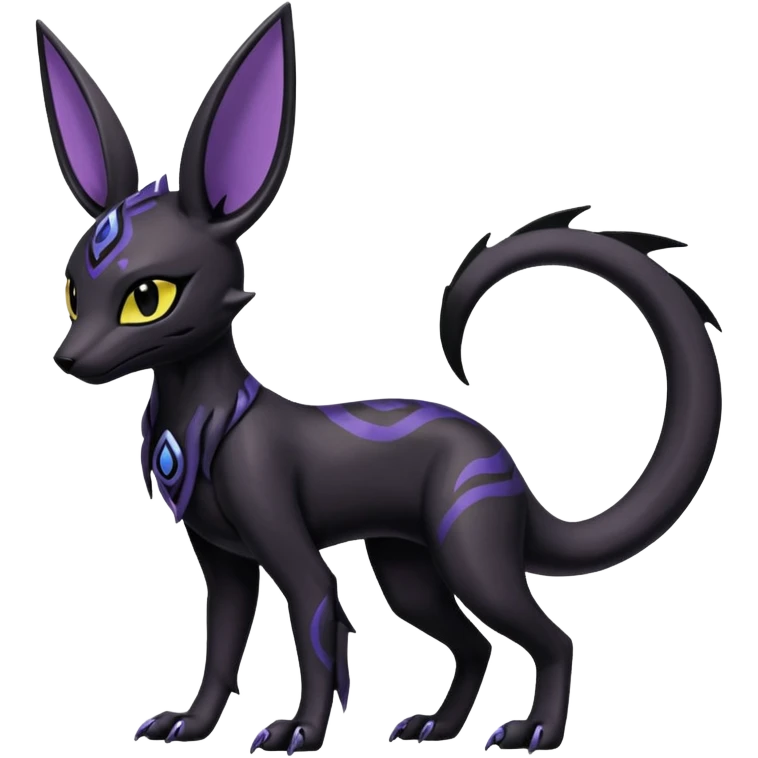 Shiny Dark Edgy Gothic Gloomy Futuristic Salandit-Umbreon-Espeon-Anubis-Hybrid (Full body) emoji