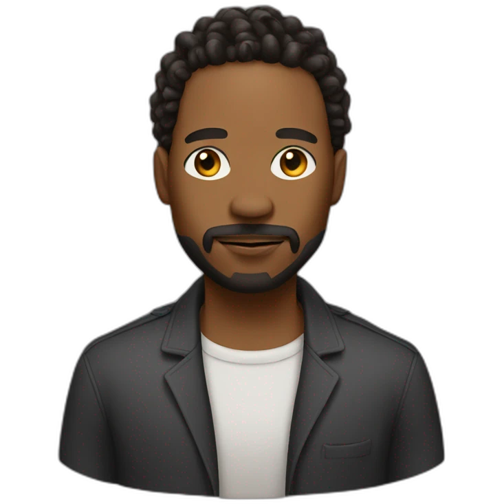 black man with starter locs and a mustachee with goatee emoji