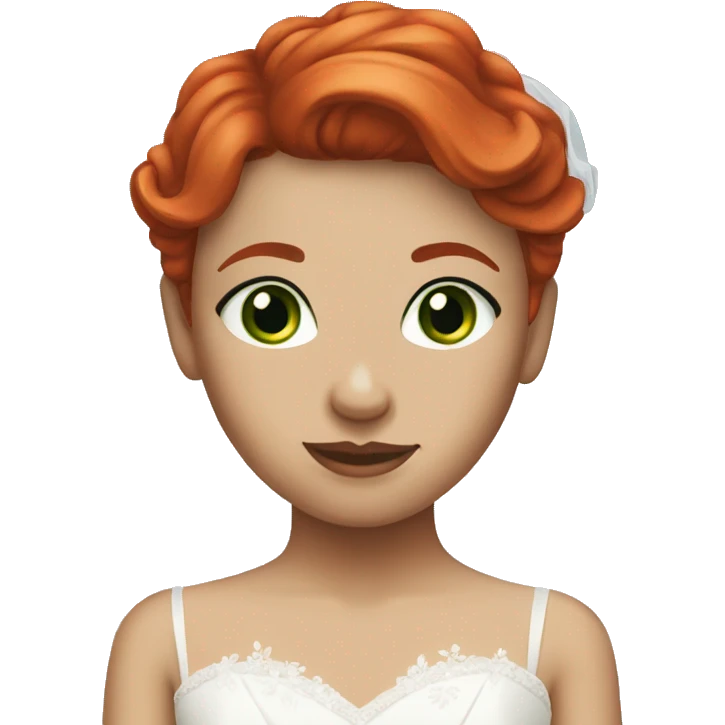 red short hair girl green eyes wedding dress emoji