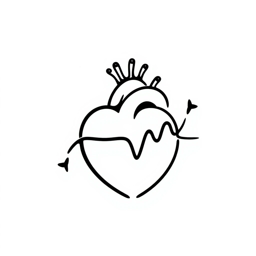 heart beat, black doodle style emoji