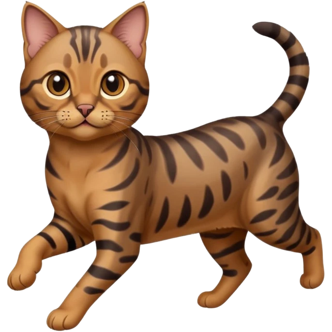 Cute dark grey and brown bengal cat running emoji